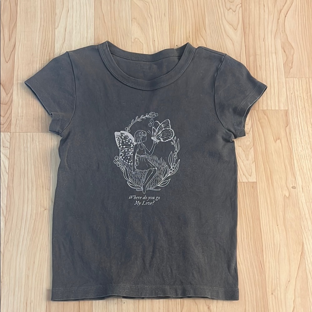 Brandy Melville “where do you go my love” Baby Tee